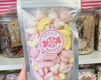 Foam Sweet Mix, 200g Pick and Mix, Sweets, Sweetbags, Sharebags, Letterbox Sweets, Foam bananas traditional sweets, old fashioned sweets,