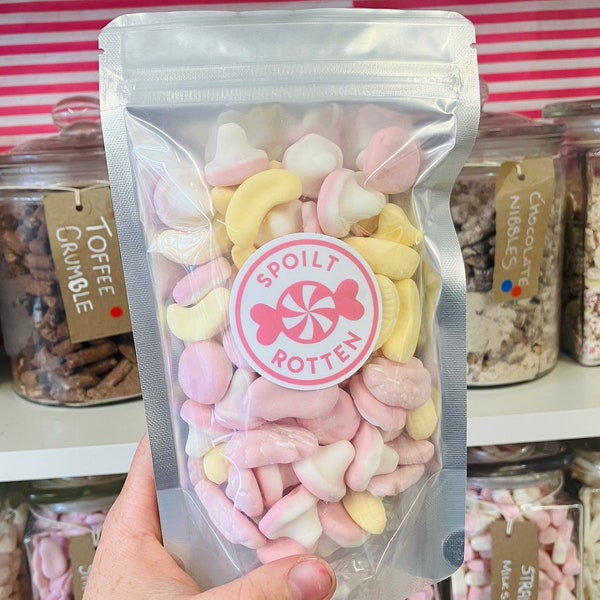 Foam Sweet Mix, 200g Pick and Mix, Süßigkeiten, Süßigkeitenbeutel, Anteilbeutel, Letterbox Bonbons, Schaumbananen traditionelle Süßigkeiten, altmodische Süßigkeiten,