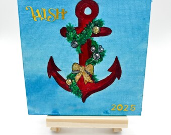 Cruise Anchor Mini Canvas by Kathy - Hand Painted