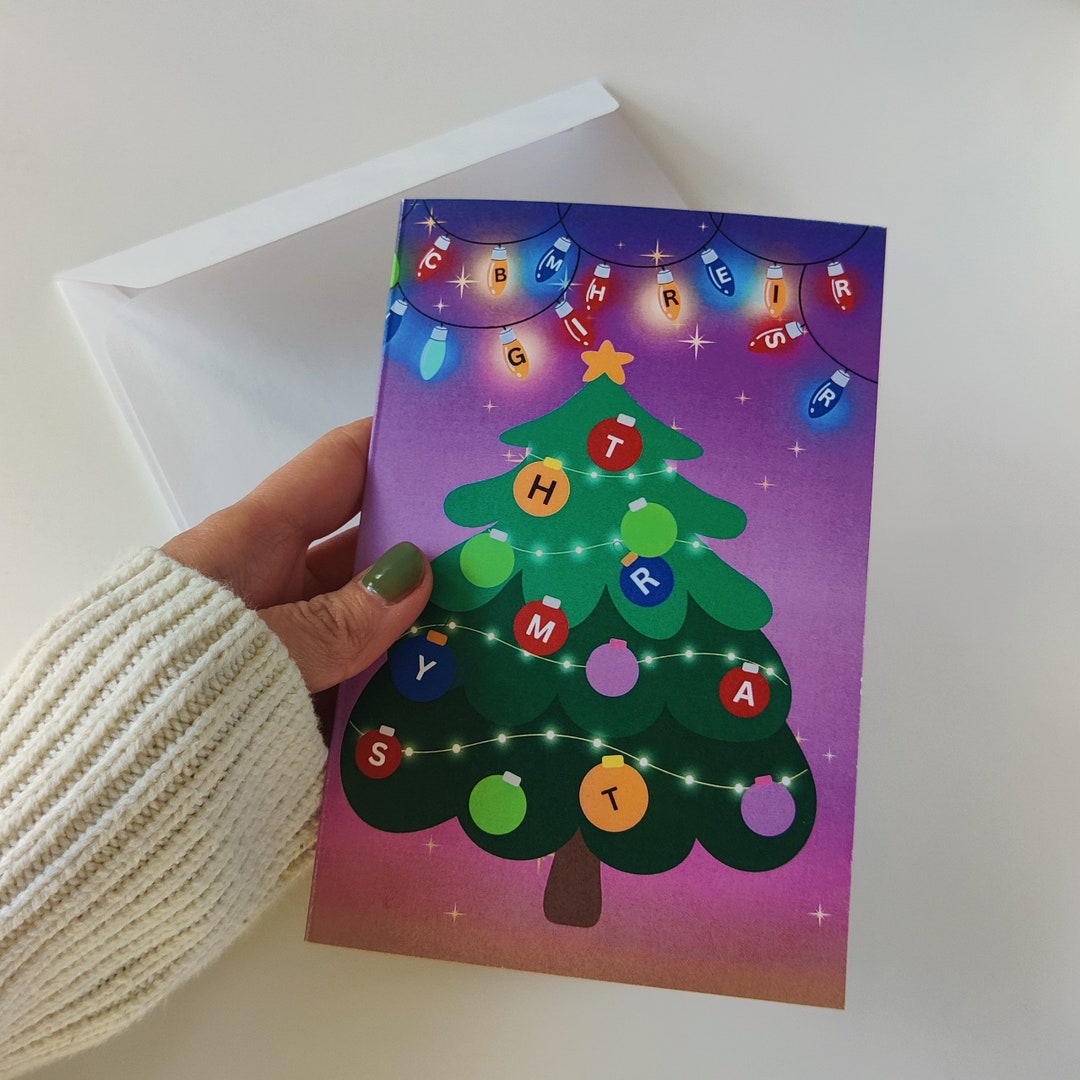 Puzzle Christmas Card Envelope Christmas Tree Lights 4 X 6 Folded puzzle-christmas-card-envelope-christmas-tree-lights-4-x-6-folded