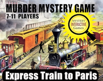 MURDER MYSTERY Game - Express Train to Paris / 7-11 players/ virtual & in-person/digital fun family activity/ holiday gift/ adult game night