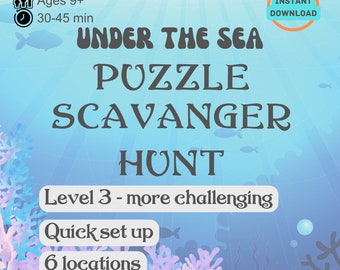 TREASURE HUNT - Under the sea for older kids and tweens | Save the mermaid queen | groups or individual | Instant download -print at home
