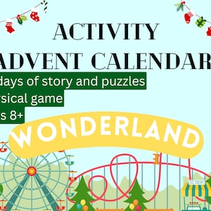 EARLY BIRD SALE Christmas advent Amusement Park Wonderland 24-day advent puzzle quest kids, tweens and teens unique gift Grandkids image 6