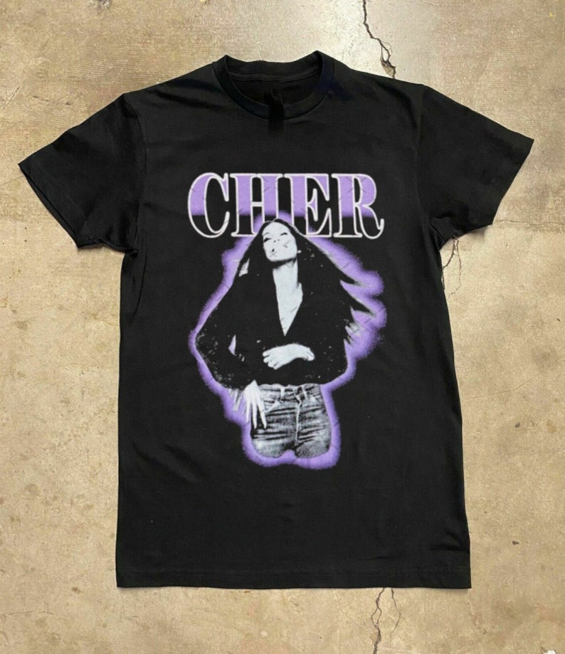 Vintage Cher Purple Outline Tee, Cher T Shirt, Hip Hop Unisex T-Shirt, 90s Vtg Homage Cher Shirt, Vtg Cher T-Shirt, Graphic T-Shirt 