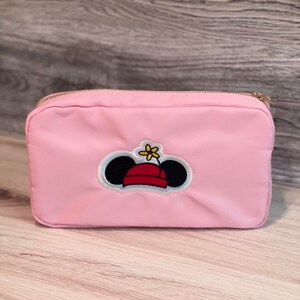 Disney Inspired Embroidered Minnie Hat Pink Medium Nylon Zip