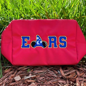 Disney Inspired Embroidered Mickey Sorcerer XL Red Nylon Zip Bag