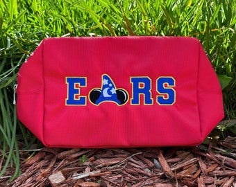 Disney Inspired Embroidered Mickey Sorcerer XL Red Nylon Zip Bag