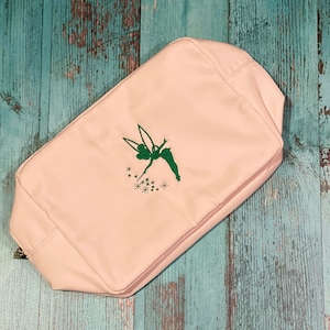 Disney&#39;s Tinker Bell Inspired Nylon Zip Bag with Embroidered Tinker Bell