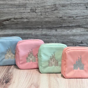 Disney Castle Embroidered Inspired Nylon Zip Bag