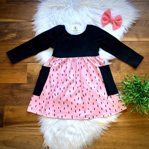 Pink and Black Milk Silk Party Dress with Pockets