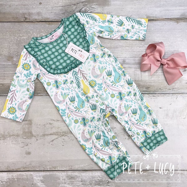 Girls Peacock Frill Crop Set