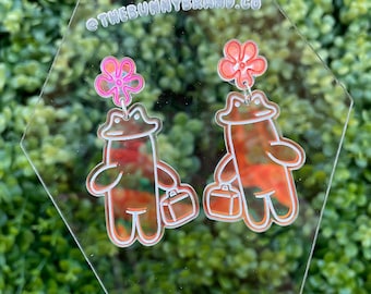 Holographic Bubble Earrings Buddies - acrylic earrings, sponge glittery charm flowers bob