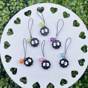 Cute Soots Phone Charm Strap Y2K kawaii colors, anime sprite coal susuwatari