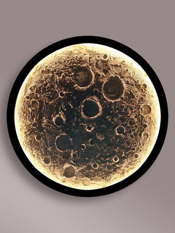Moon Night Light - Textured Moon Led - Moon Wall Decor - Wall Lamp