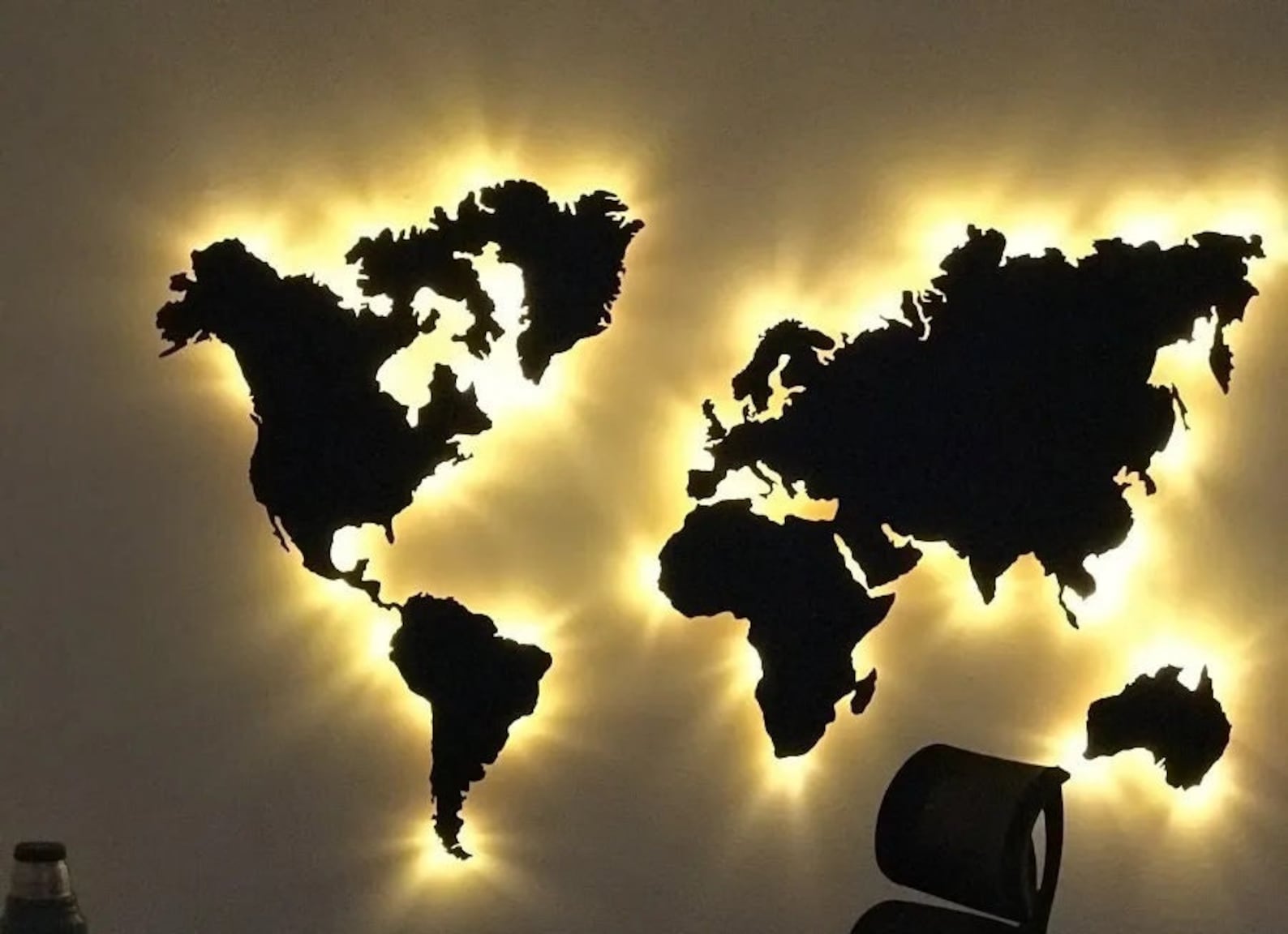 LED WORLD MAP / Wood World Map / Modern Home Decor / Led Wall Etsy