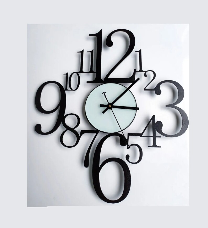 Metal Wall Clock With Numbers Large Wall Clock Metal Wall Etsy