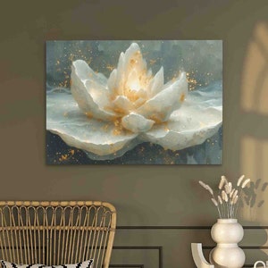 Zen Lotus Art, Radiant Lotus Canvas, Ethereal Glow for Tranquil Decor