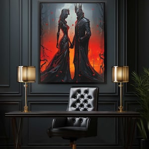 Dark Lords - Gothic Canvas Art Print, Red and Black Macabre Wall Art, Gothic Decor for Living Room and Office
