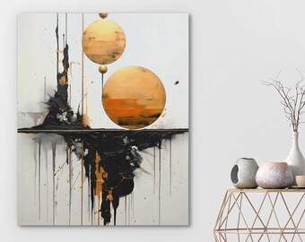 Dripping Gold - Black and Gold Painting, Large Wall Art, Abstract Canvas Print, Living Room and Office Decor