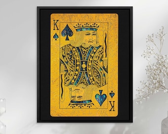Arte mural de naipes regio - "Abulón Rey de Picas" - Elegante lienzo para sala de juegos