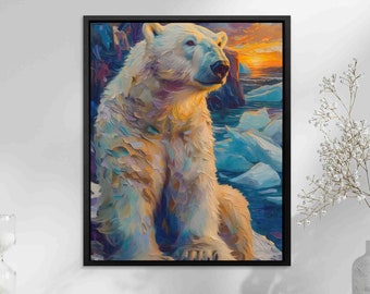 Arctic Sunrise - Polar Bear Art, Arctic Wildlife Print for Home Decor