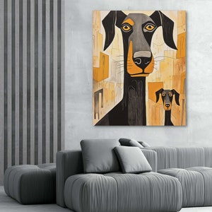 Doberman Painting, Art for Living Room Wall, Canvas Art Print, Modern Dog Art, Wall Art Bedroom