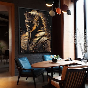 Mighty Pharaoh Black and Gold Egyptian Wall Art Print on Canvas