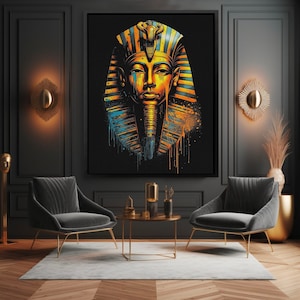 Pharaoh Canvas Print | Black & Gold Egyptian Art | Luxurious Pharaoh Painting