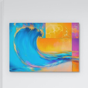 Colorful Wave Wall Art, Abstract Ocean Print, Modern Coastal Decor