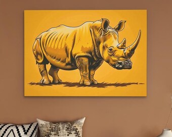 Gold Rhino Glory Art - Stampa animale africana nera e oro