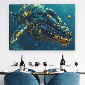 Blue Giraffe Abstract Art, Bold Canvas Print, Modern Decor