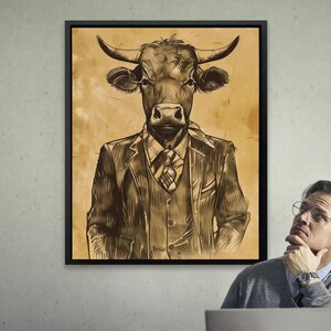 Bullish Broker Financial Art | Wall Street Canvas | Business Decor