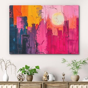 Broken City Urban Sunset Art Print | Abstract Cityscape | Modern Wall Decor