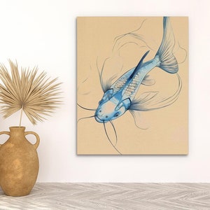 Meerval vangen kunst - blauwe vis Art Print - minimalistische vis illustratie - elegante wanddecoratie