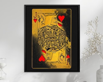 Burning Jack of Hearts Canvas Print | Game Room Wall Decor