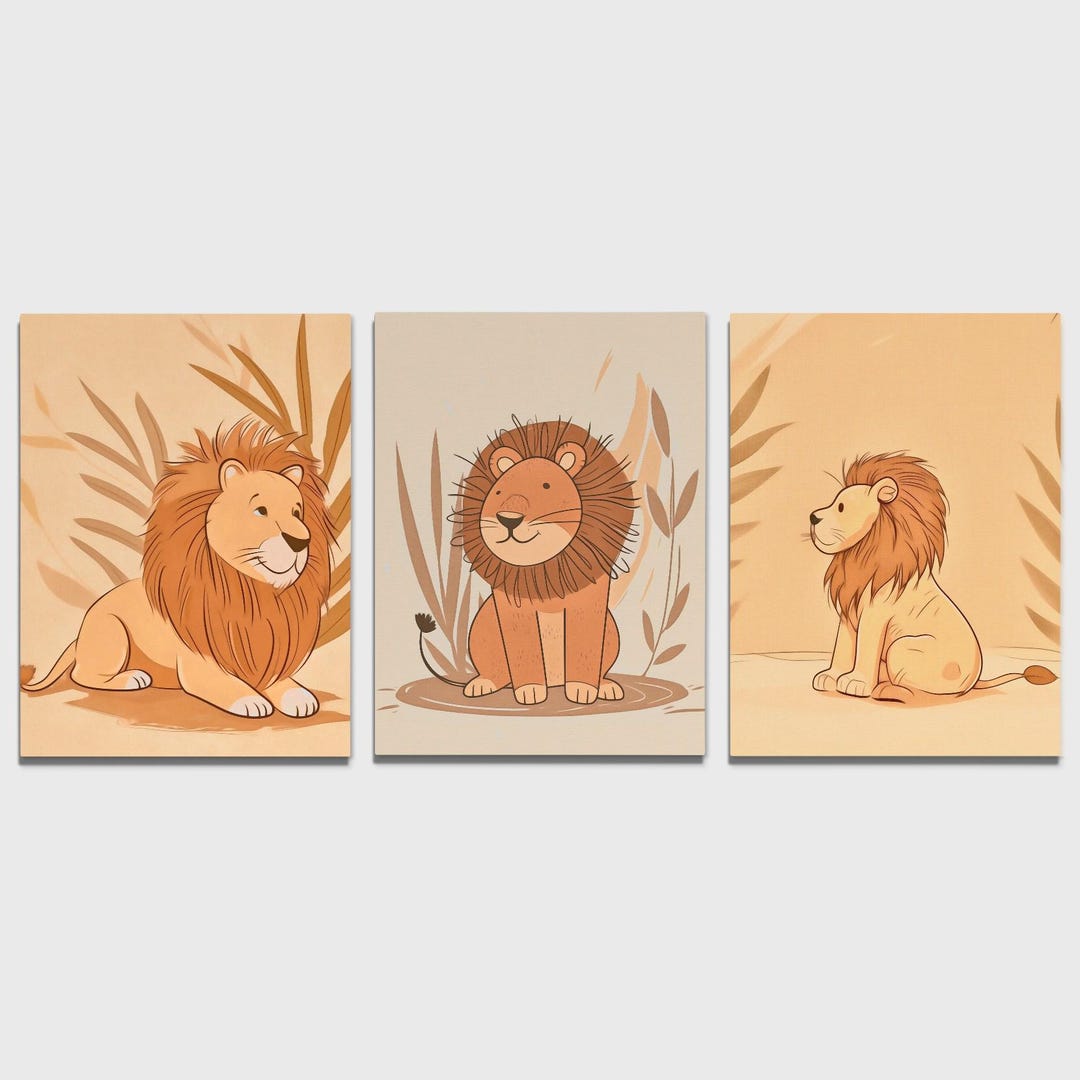 Lion Family Canvas Print Set – Kids Nursery Wall Art - Etsy