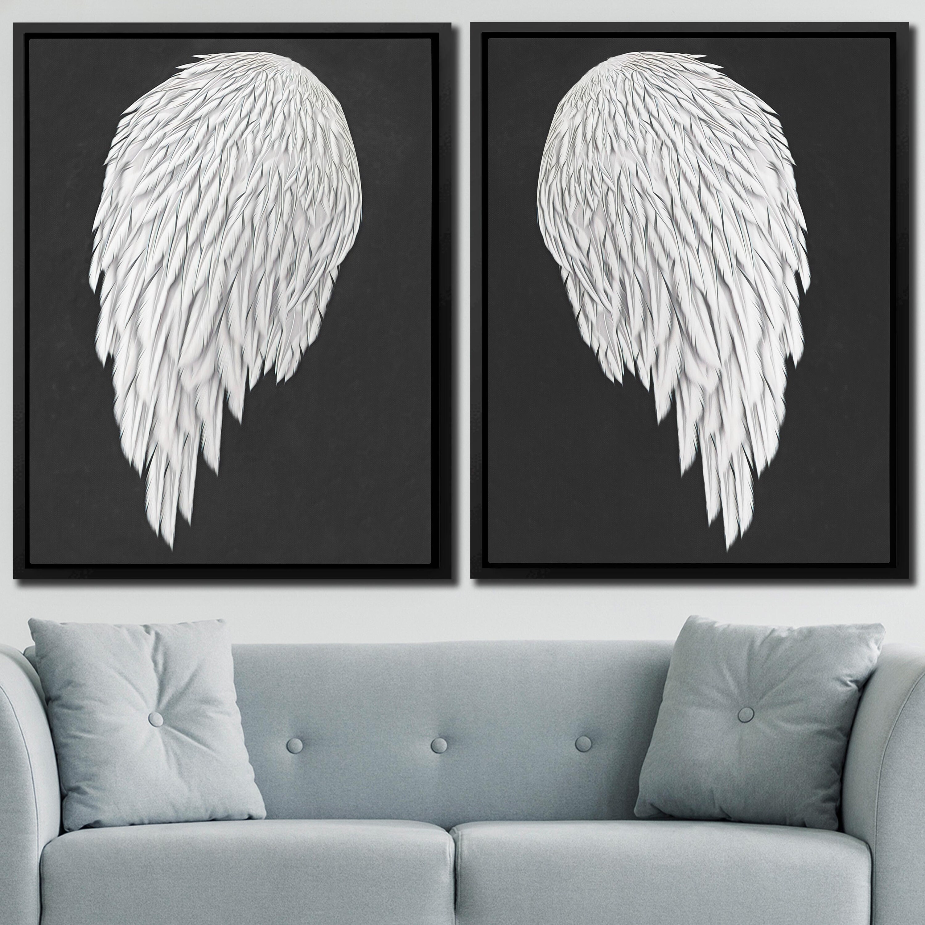 White Angel Wings 2 Piece Wall Art Set Luxury Angel Painting | Etsy