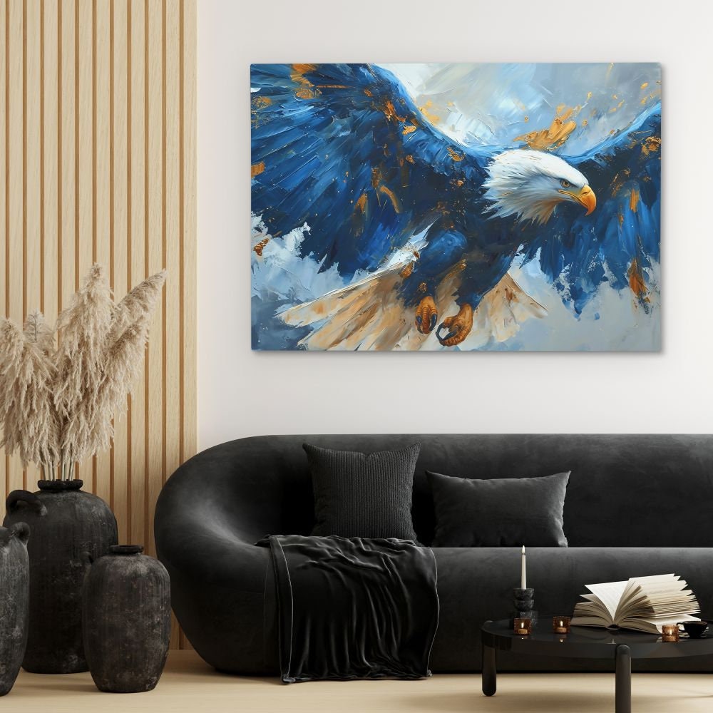 Blue Eagle Flying Canvas Print – Majestic Wildlife Wall Art - Etsy