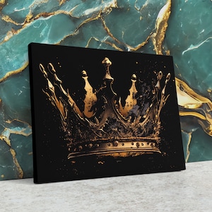 Gold King Crown Royalty Art Print on Canvas - Gothic Crown Gifts for Him