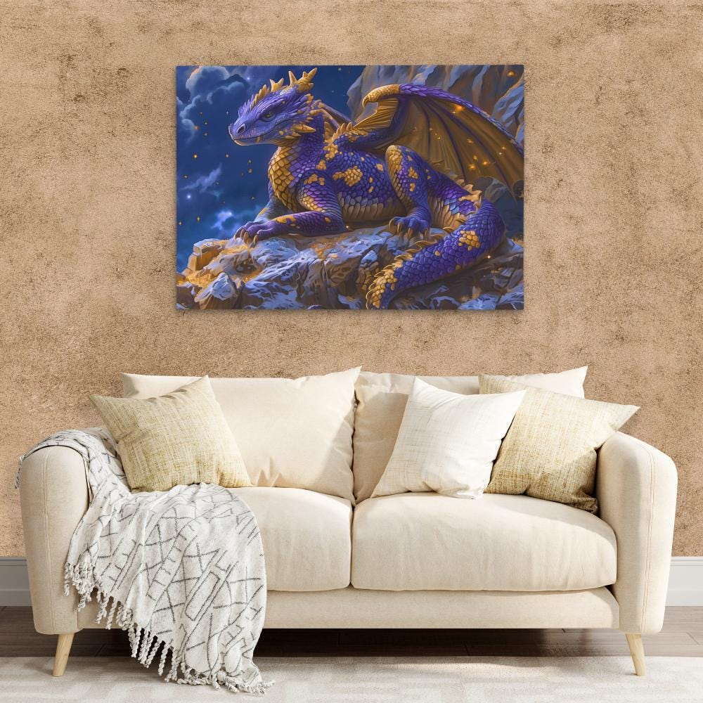 Dreamy Dragon Canvas Print | Mystical Fantasy Wall Art - Etsy