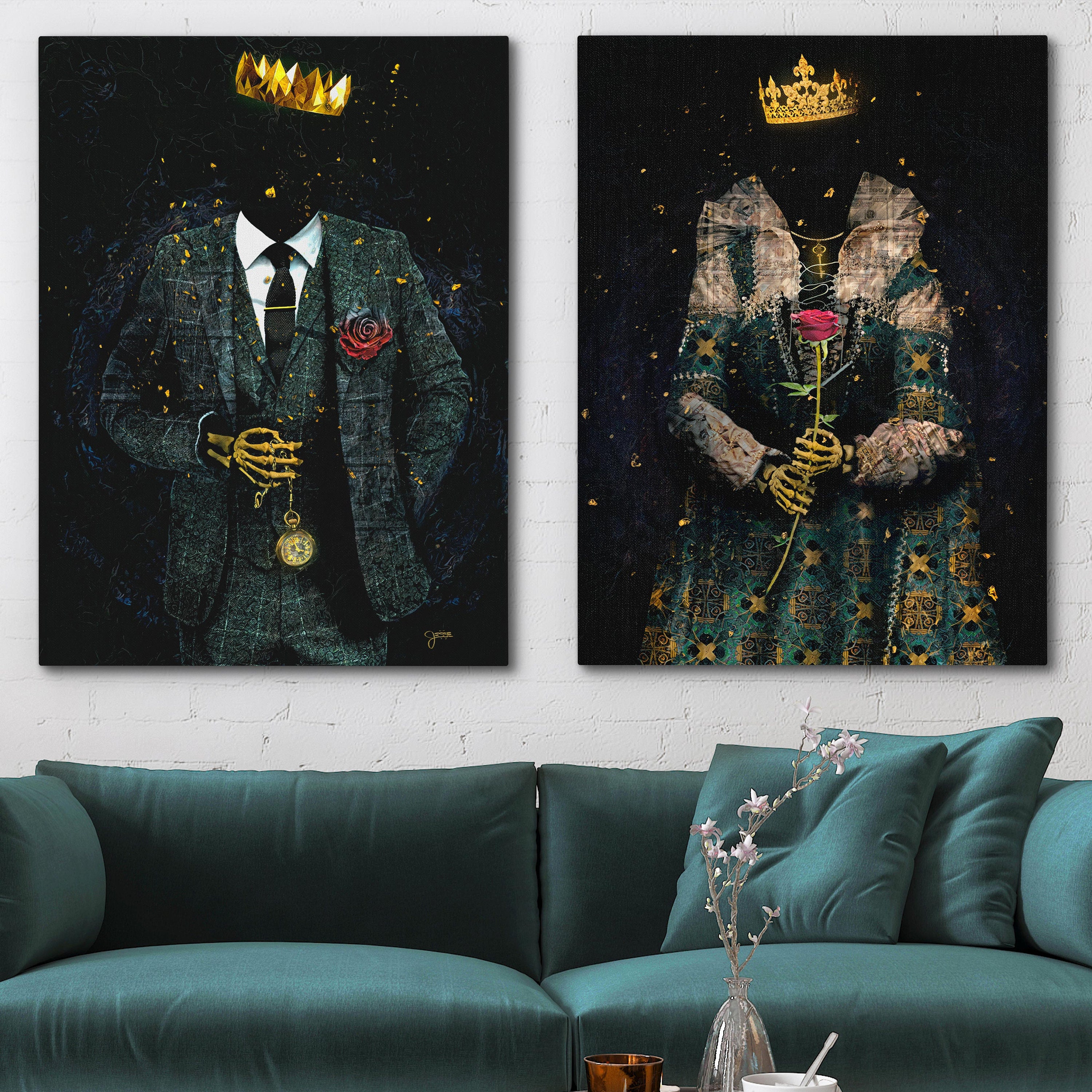 Gothic Wall Art King and Queen Painting - Couples Bedroom