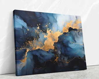 Oceanic Blue Painting: Art for Living Room Walls, Modern Wall Art Canvas, Large Wall Art Bedroom