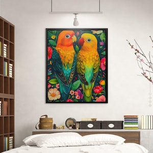 Tropische Vögel lebendige Wandkunst, bunter Papageiendruck