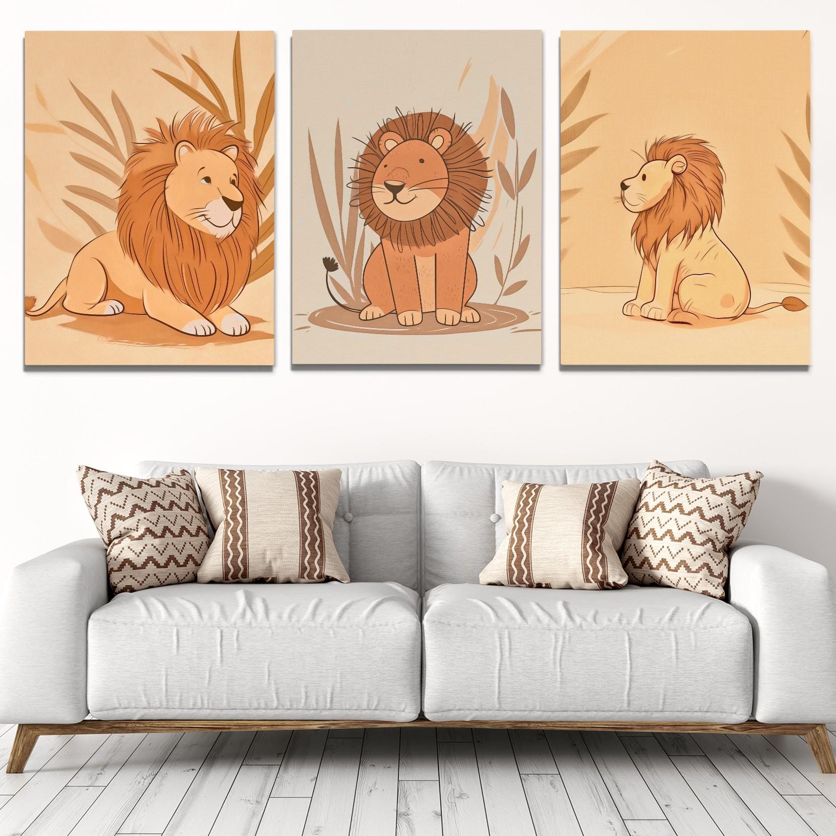 Lion Family Canvas Print Set – Kids Nursery Wall Art - Etsy