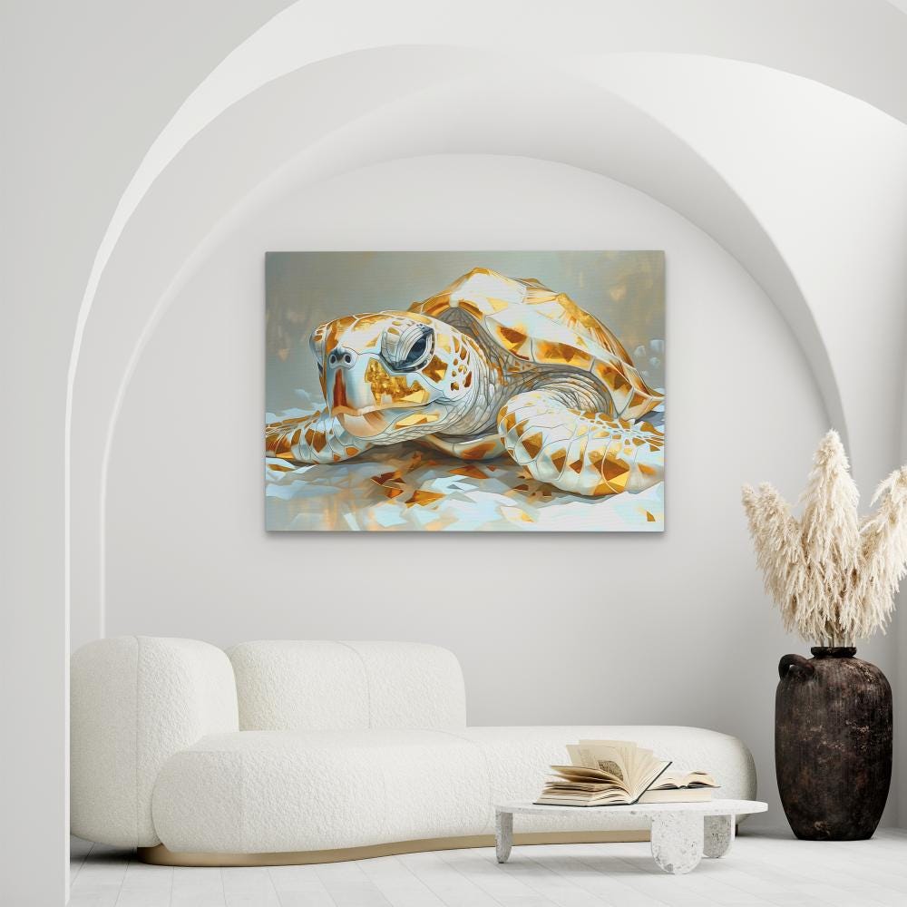 Albino Turtle Canvas Wall Art White Gold Turtle Lover Gift - Etsy