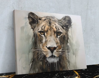 Lioness Heart - Canvas Art Print, Lioness Painting, Kitchen & Bathroom Wall Art
