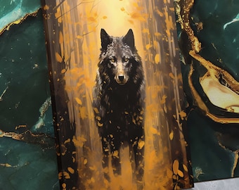 Aurum Wolf Canvas Print – Wolf Painting, Modern Wall Art