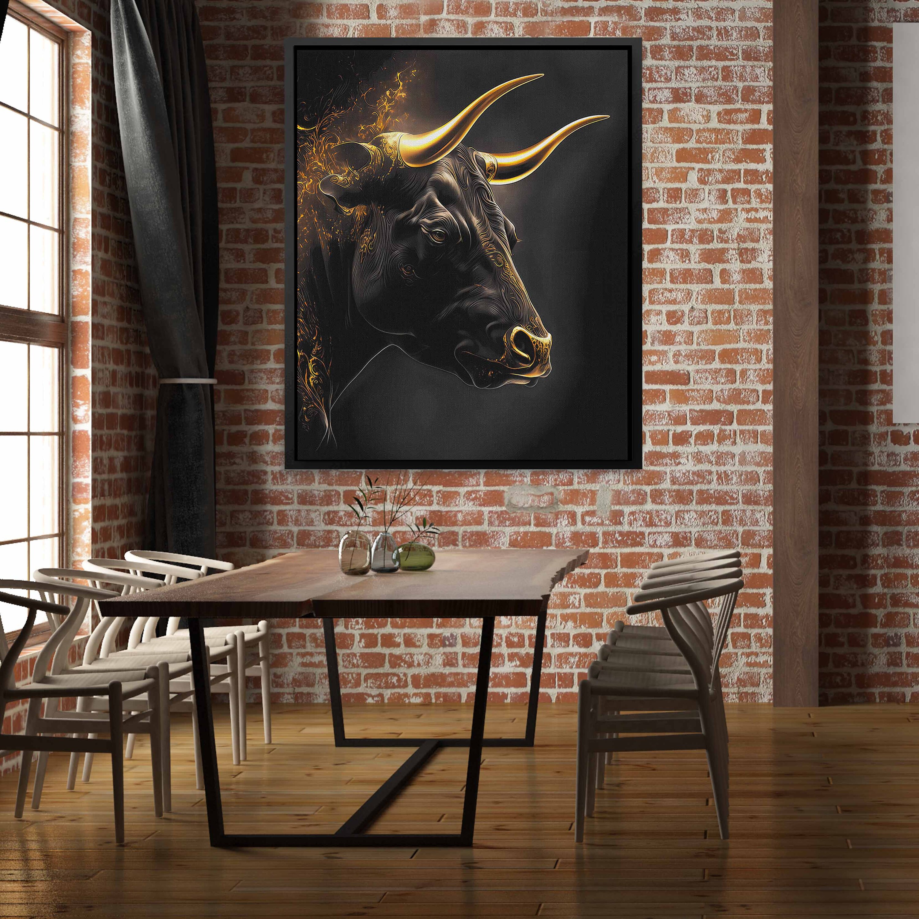 Bull Market Painting: Modern Bull Canvas Wall Street Art Print for ...