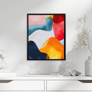 Colorful Abstract Art, Modern Shapes Canvas, Bold Wall Decor