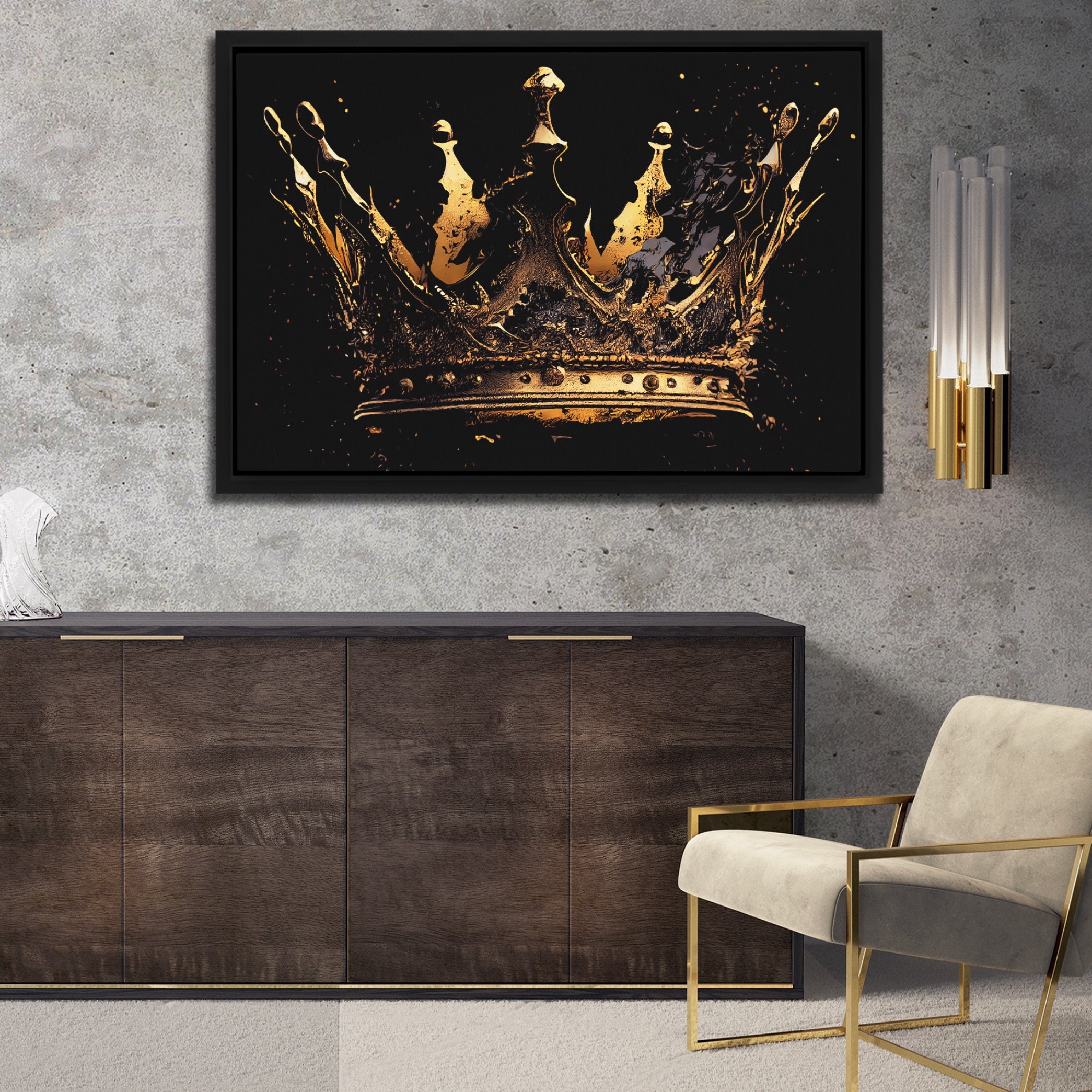 Gold King Crown Royalty Art Print on Canvas Gothic Crown Gifts for Him ...